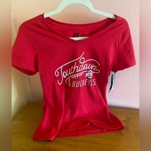 NWT Touchdown Buckeyes Women’s Tee Red Size M Russell Ohio State Football